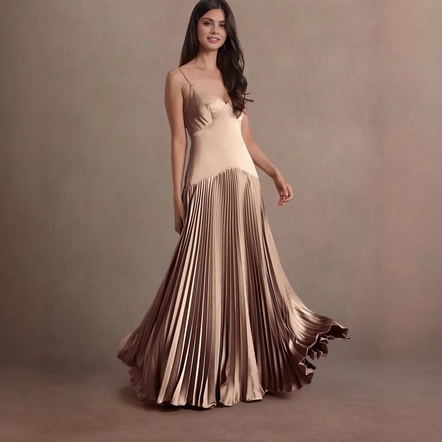 pleated evening dress