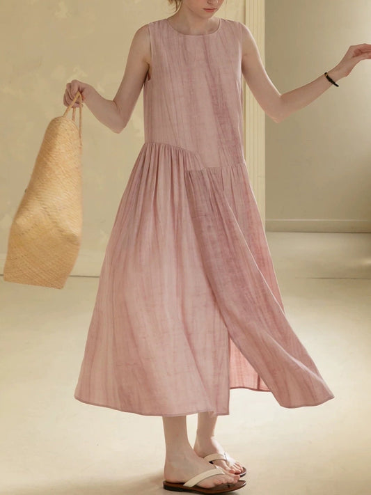 Tie-dye Lyocell blend midi dress - pink