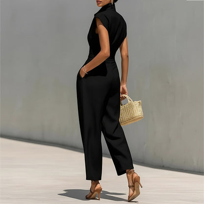 black sleeveless waist maxi dress