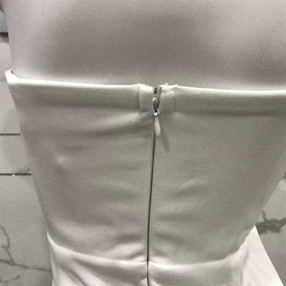 white bandeau hollow slit dress