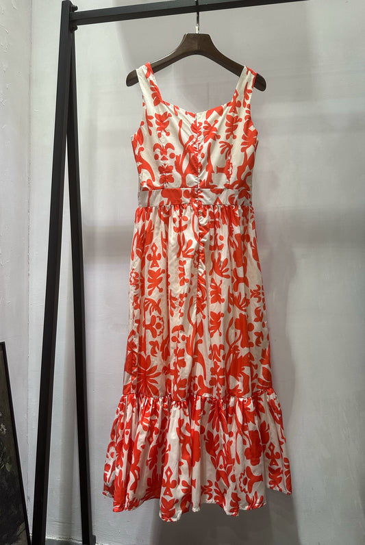 sleeveless suspenders midi dress