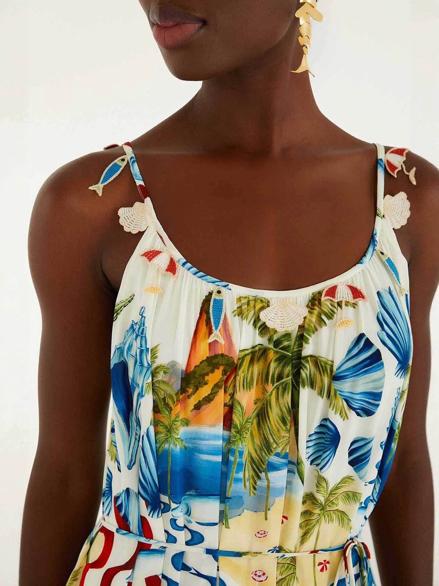 printed lace-up halter backless maxi dress