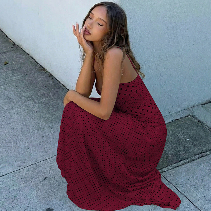 polka dot halter neck dress