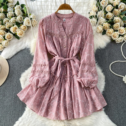 Summer rhinestone embroidered round neck midi dress
