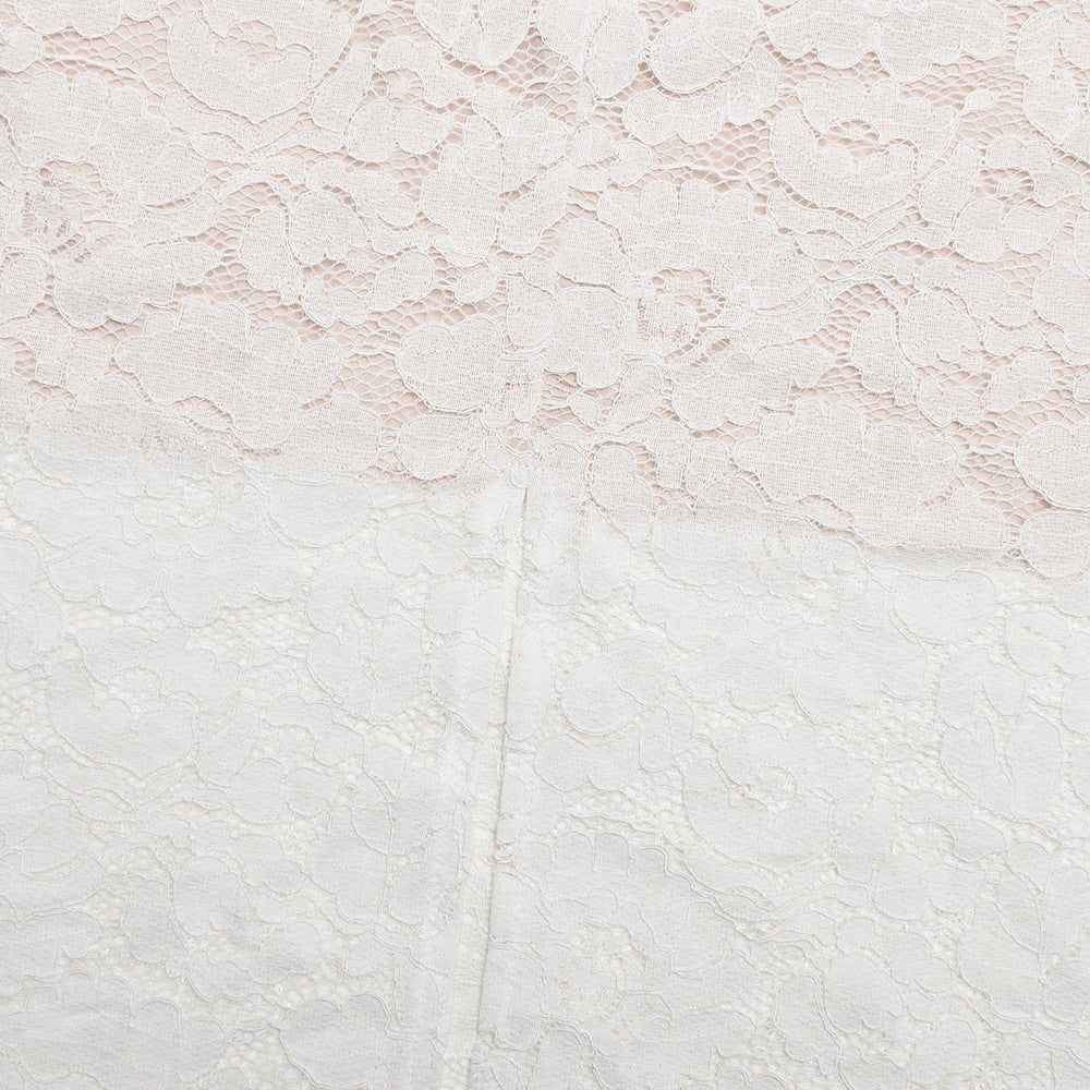 White Floral Lace Midi Dress Premium Fabric - product view 9