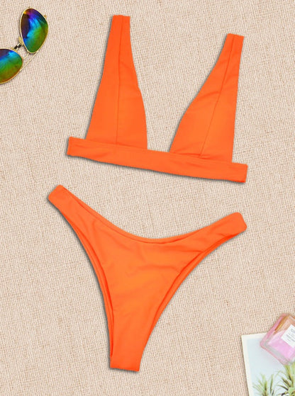 Orange Cross Border Bikini Set