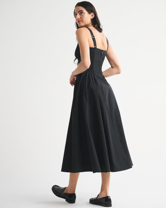 black slim large pendulum slip dress