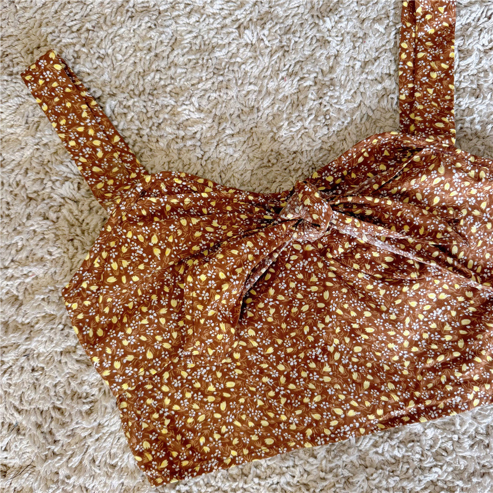 floral cropped suspender