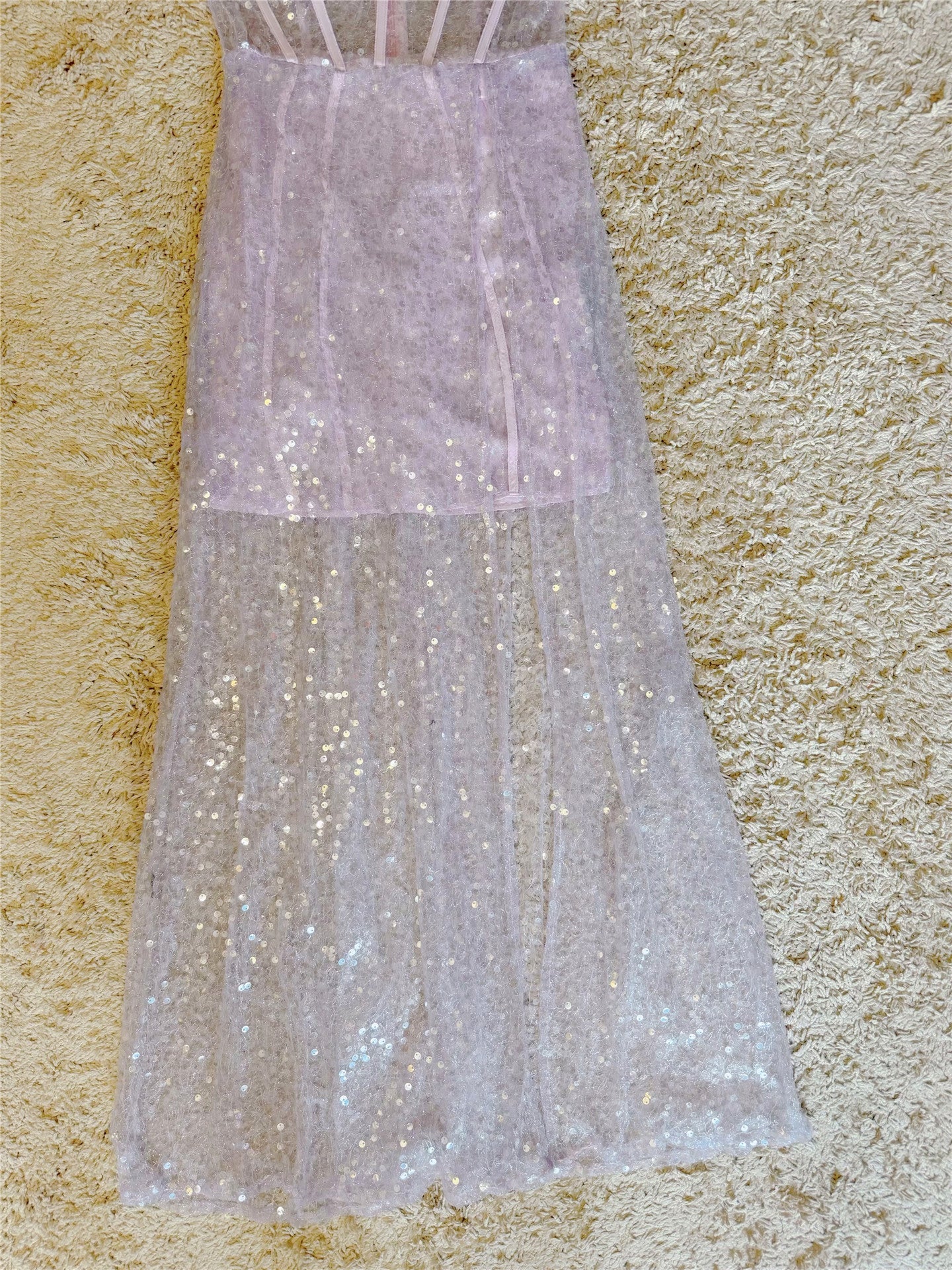 Lavender Sequin Corset Maxi Dress