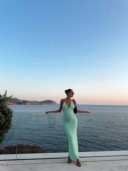 Floral Slip maxi Dress in mint