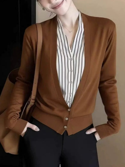 Faux-layered Striped Sweater