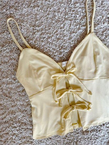 bow lace-up cropped suspender