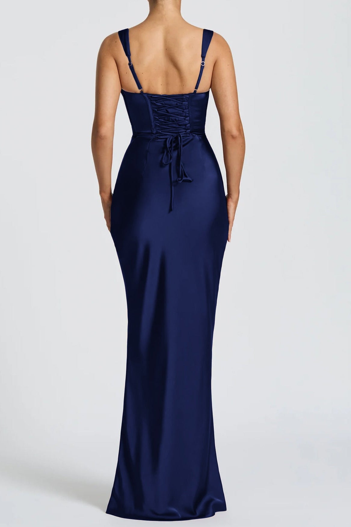 blue suspender hip maxi dress