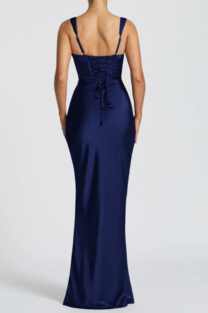blue suspender hip maxi dress