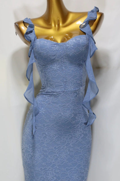 blue suspenders maxi dress