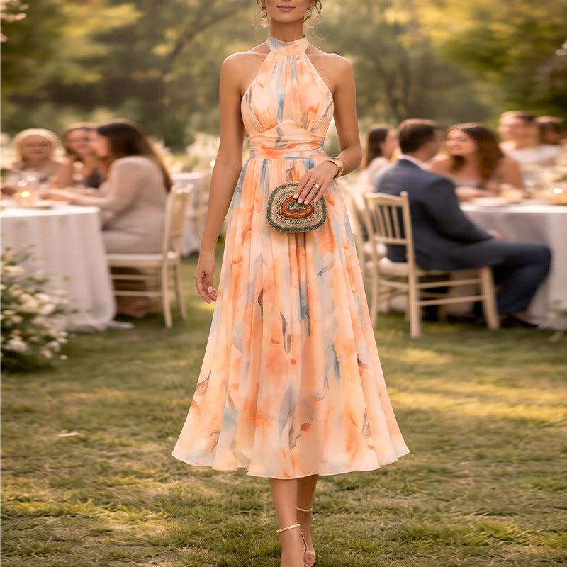 floral print Halterneck maxi Dress