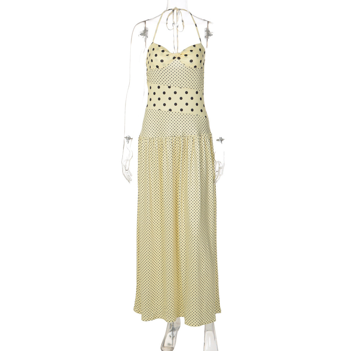 polka dot halter neck dress