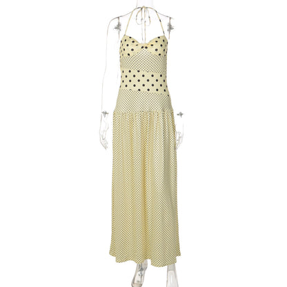 polka dot halter neck dress