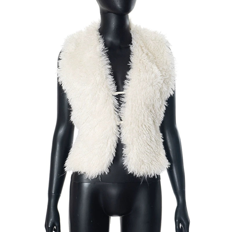 wool faux fur vest shawl