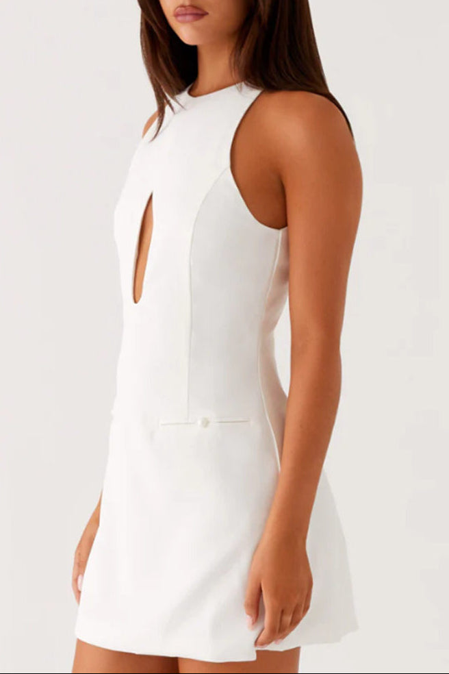 white sleeveless mini dress
