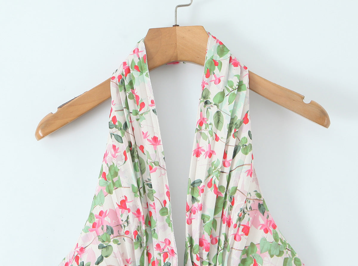 Plunge Neck Floral Mini Dress