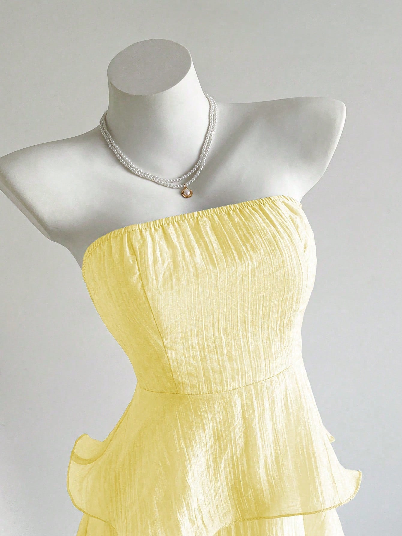 kate Strapless ruffled cake midi dress