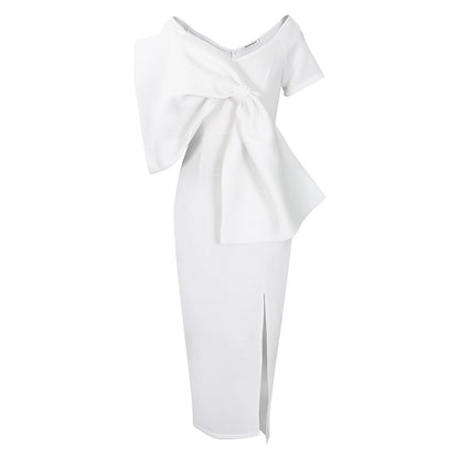 Dress With A Large Bow Slit