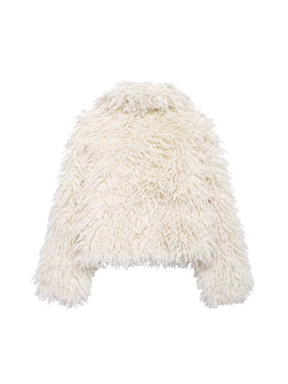 Fur Faux Wool Long Sleeve Jacket