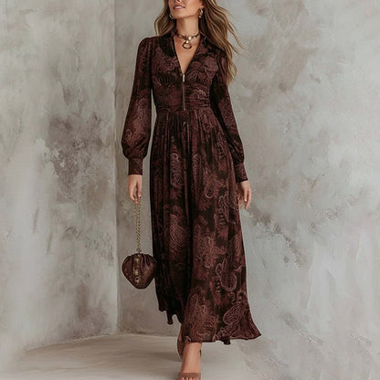 Solid Color Pleated Dress French maxi dress