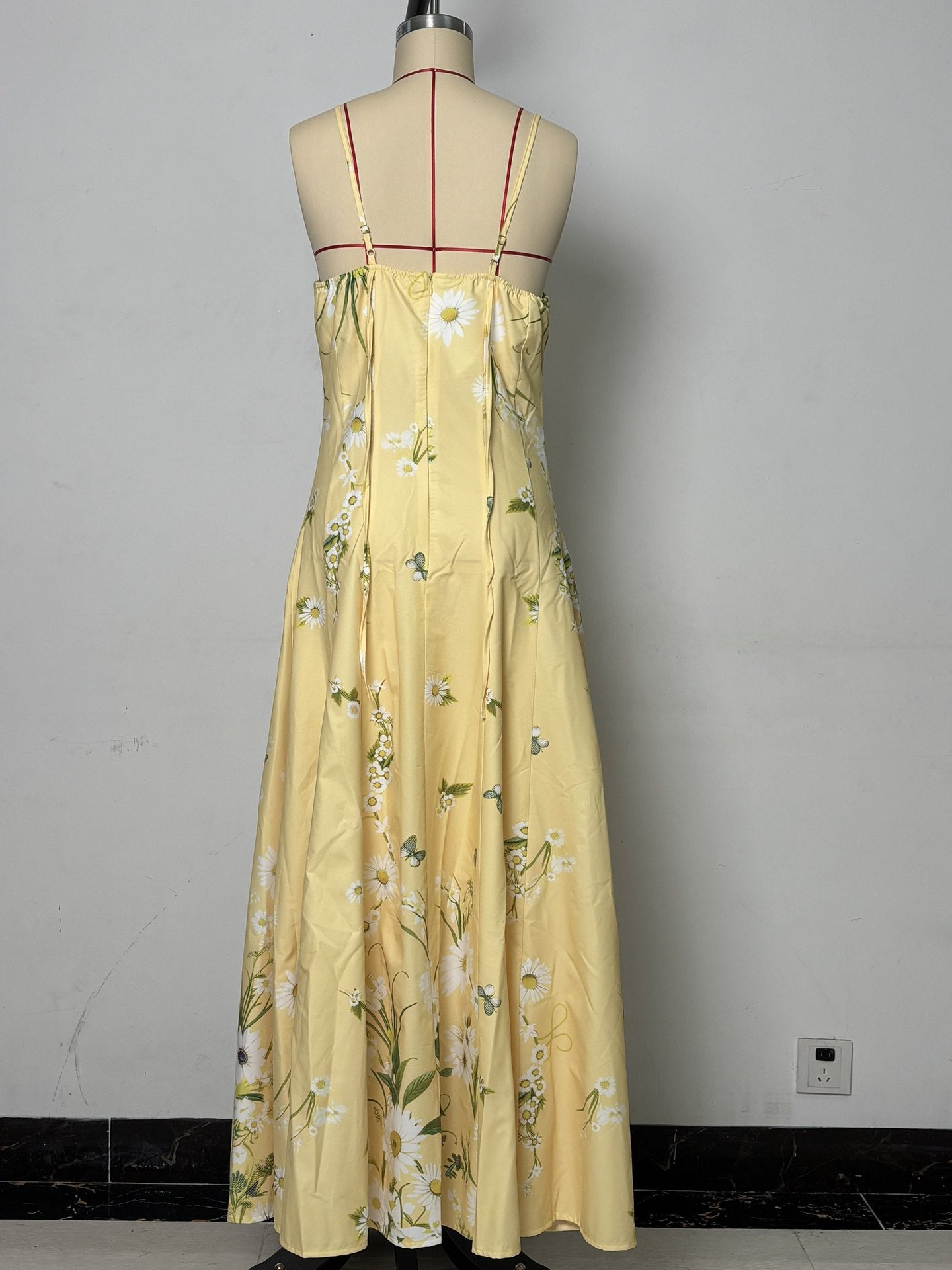 Printed button-front camisole midi dress with side slits