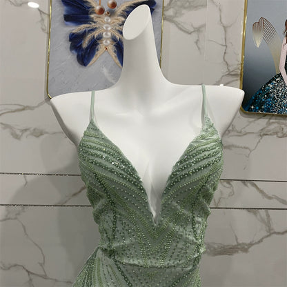 open back beaded mini dress