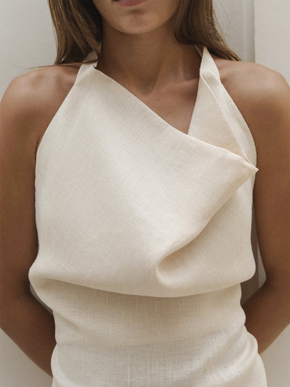 Halter-neck open-back camisole & fishtail skirt