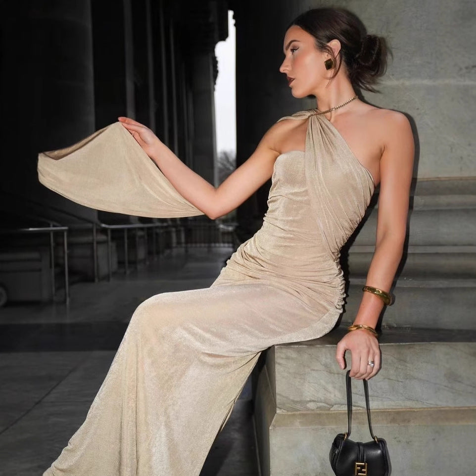 Knitted Backless Strapless Maxi Dress