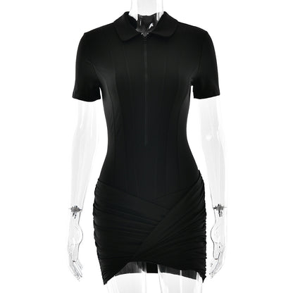 black POLO collar slim buttocks coverall