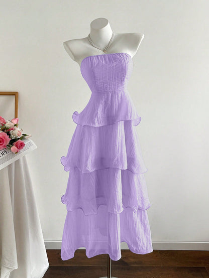 kate Strapless ruffled cake midi dress