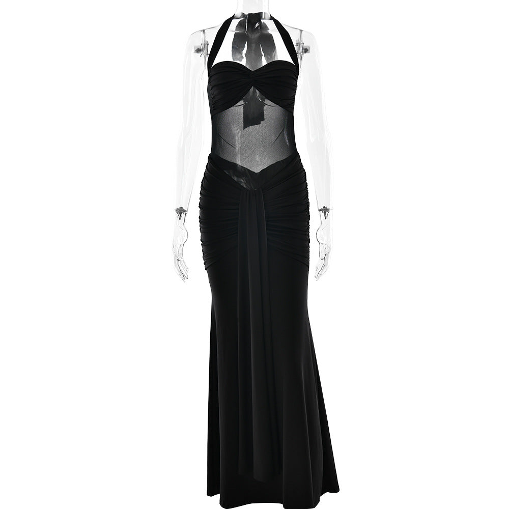black backpack pleated hip dress