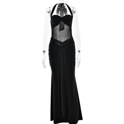black backpack pleated hip dress