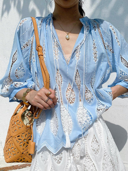 French embroidered openwork top