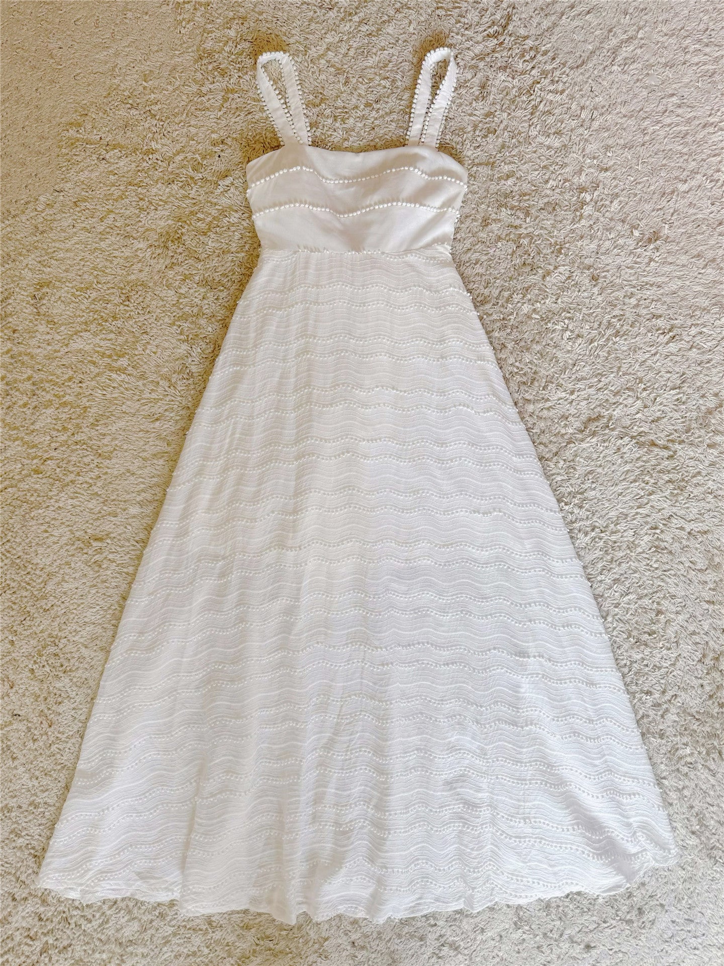 Pom Pom Trim Back Bow Midi Sundress