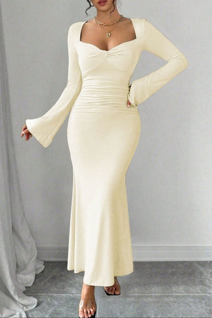 nora apricot long sleeve maxi dress