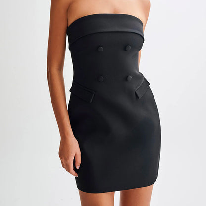dominic off-shoulder mini dress in black