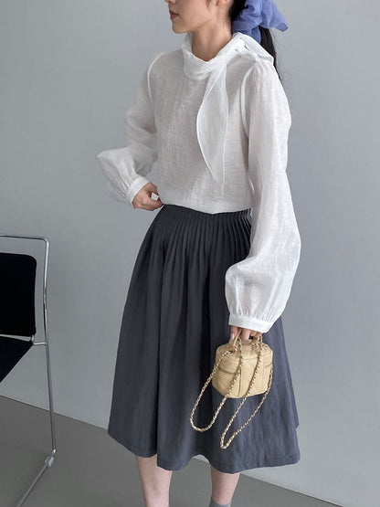 Textured ribbon pleated shirt