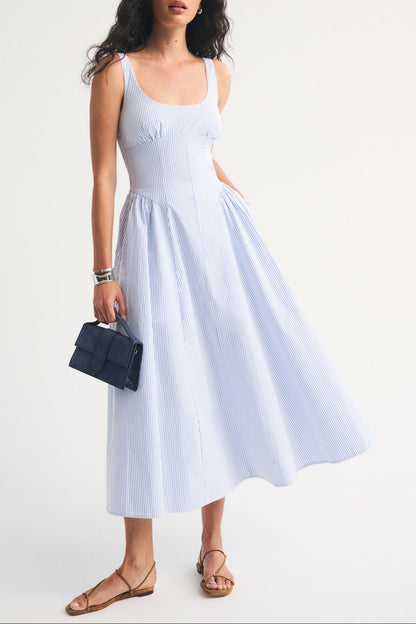 blue slim large pendulum slip dress