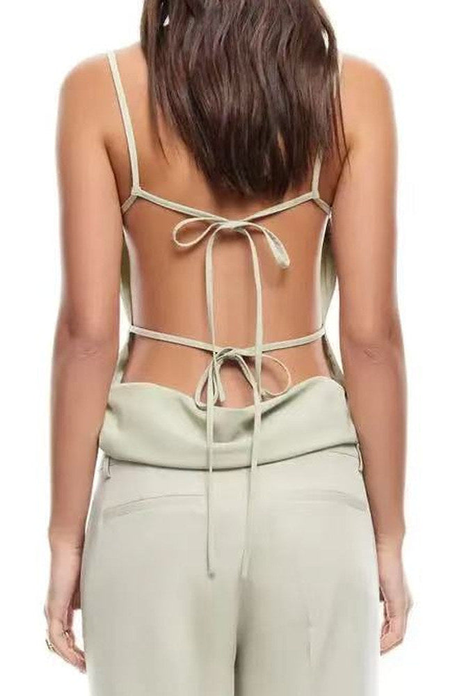 green Backless Suspender Top