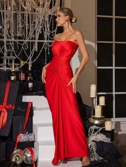 red backless maxi dress