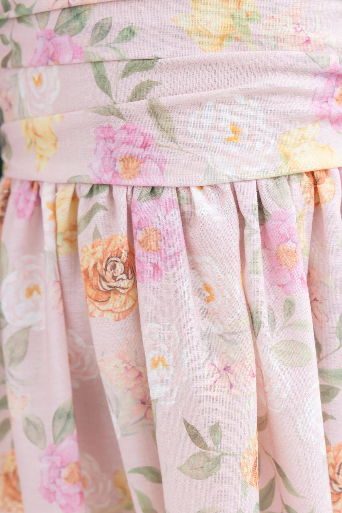 French-style floral color-blocked sundress