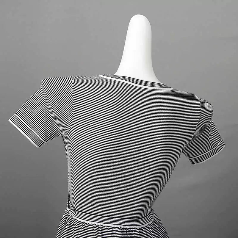 crew neck striped  knitted dress