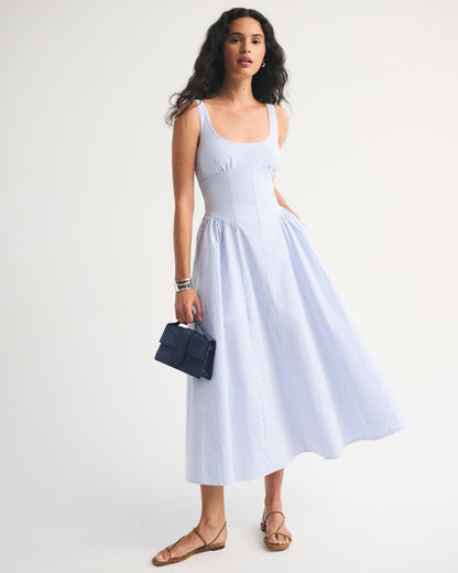 blue slim large pendulum slip dress