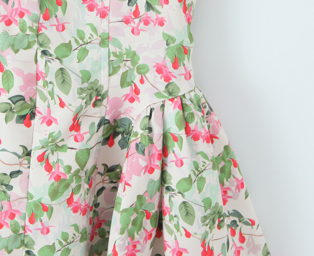 Plunge Neck Floral Mini Dress