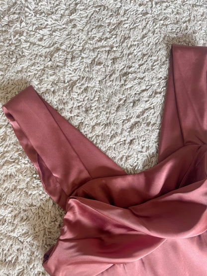 Resort gloss satin silky kink wide strap dress